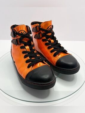 Strange Cvlt Chelsea High Top Sneakers Orange Metallic Size 8 Limited Edition